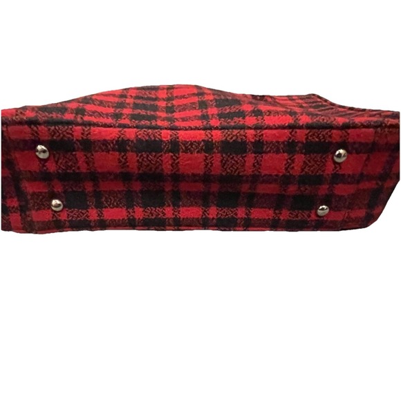 Christmas Purse Handbag Red Plaid Black Bow Medium Tote - Picture 7 of 7